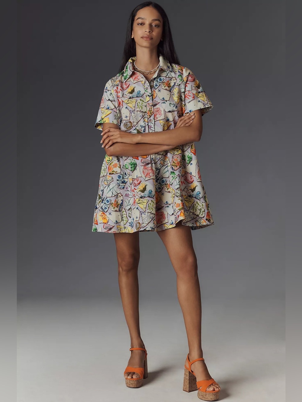 Anthropologie Short-Sleeve Swing Tunic Mini Dress XS